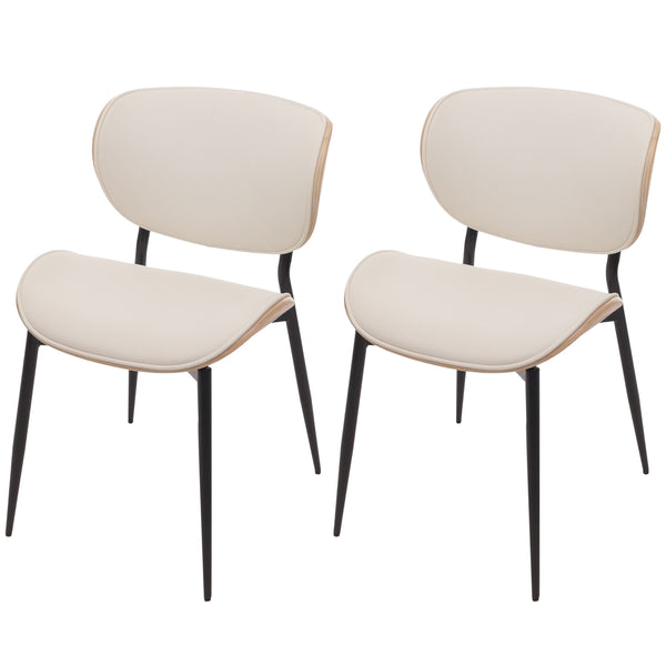 2er-Set Esszimmerstühle Bugholz Kunstleder Öko-Tex natur/weiss
