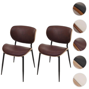 2er-Set Esszimmerstühle Bugholz Kunstleder Öko-Tex vintage braun