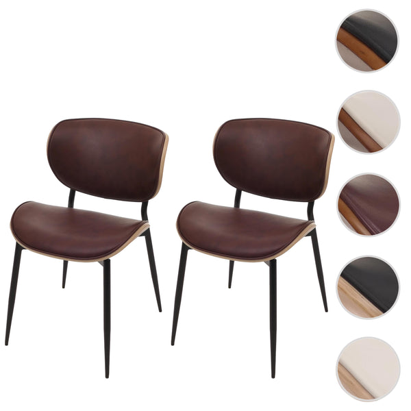2er-Set Esszimmerstühle Bugholz Kunstleder Öko-Tex vintage braun
