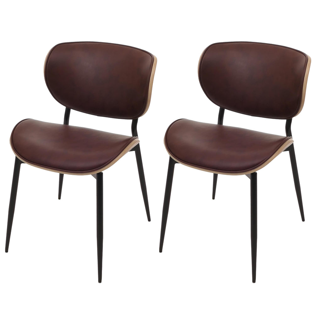 2er-Set Esszimmerstühle Bugholz Kunstleder Öko-Tex vintage braun