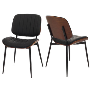 2er-Set Esszimmerstühle Bugholz Kunstleder Öko-Tex walnuss schwarz