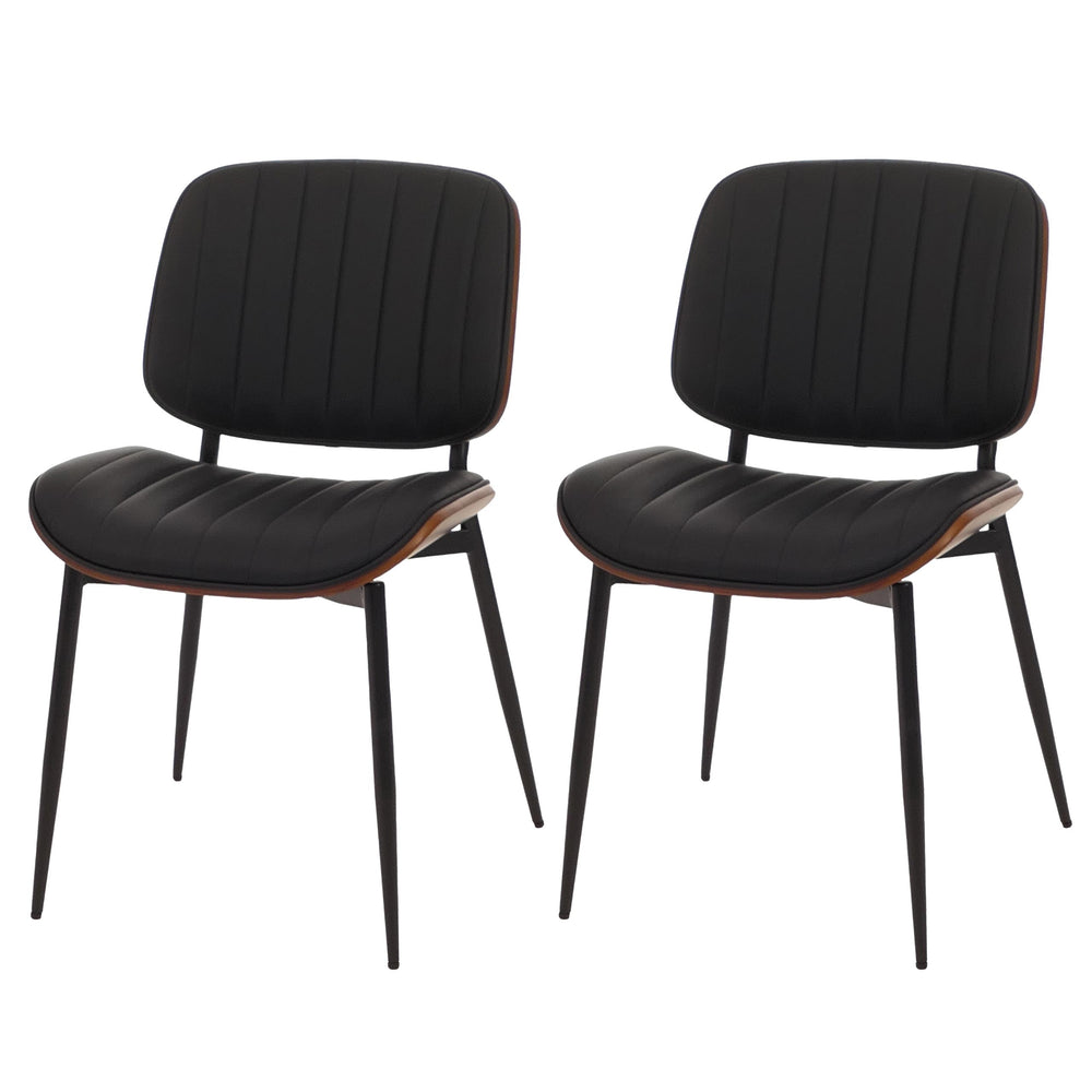 2er-Set Esszimmerstühle Bugholz Kunstleder Öko-Tex walnuss schwarz