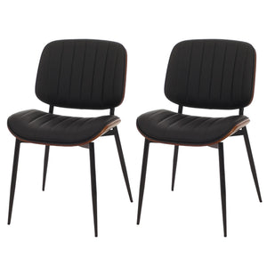 2er-Set Esszimmerstühle Bugholz Kunstleder Öko-Tex walnuss schwarz