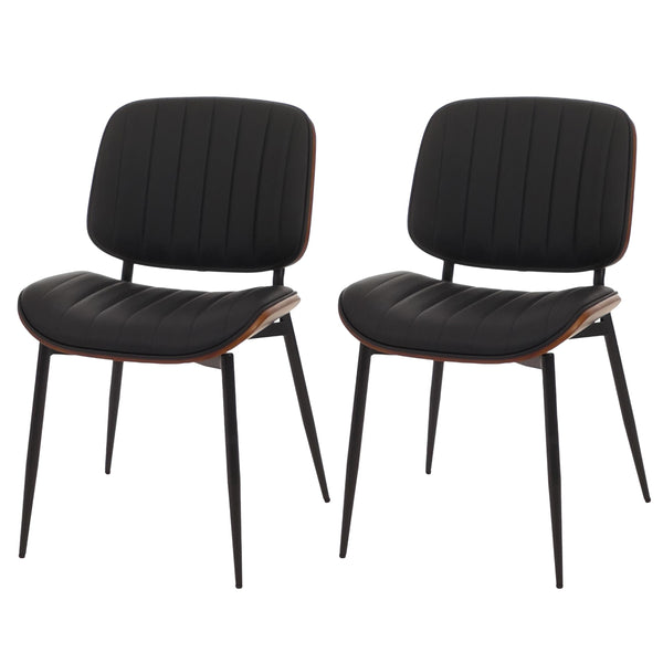 2er-Set Esszimmerstühle Bugholz Kunstleder Öko-Tex walnuss schwarz
