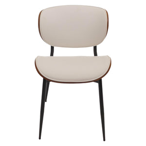 2er-Set Esszimmerstühle Bugholz Kunstleder Walnuss-Optik weiss