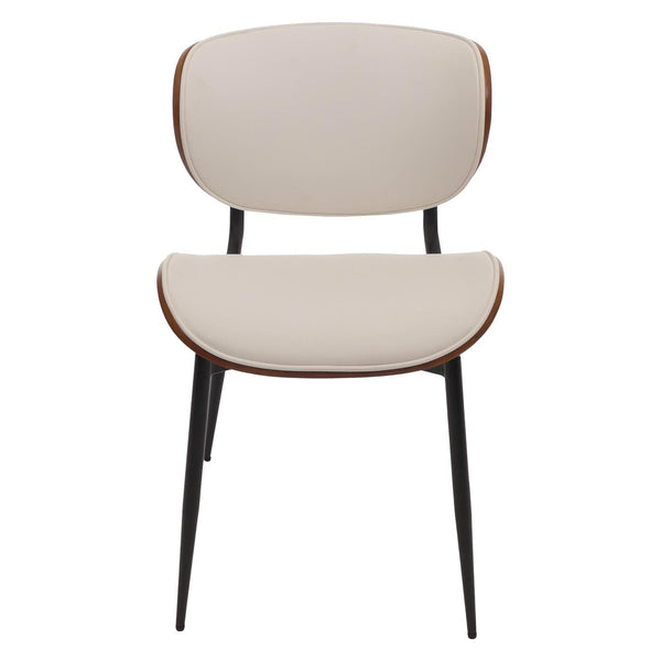 2er-Set Esszimmerstühle Bugholz Kunstleder Walnuss-Optik weiss