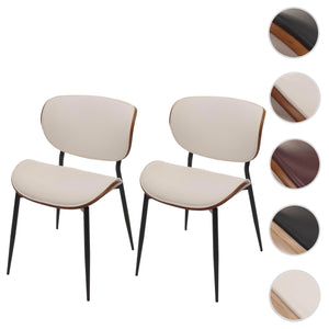 2er-Set Esszimmerstühle Bugholz Kunstleder Walnuss-Optik weiss