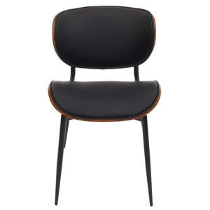 2er-Set Esszimmerstühle Bugholz Kunstleder Öko-Tex Walnuss schwarz