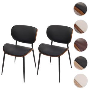 2er-Set Esszimmerstühle Bugholz Kunstleder Öko-Tex Walnuss schwarz