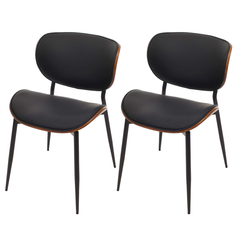 2er-Set Esszimmerstühle Bugholz Kunstleder Öko-Tex Walnuss schwarz