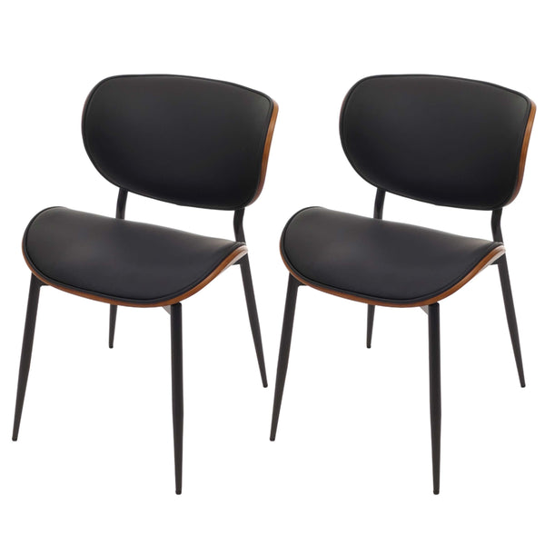 2er-Set Esszimmerstühle Bugholz Kunstleder Öko-Tex Walnuss schwarz
