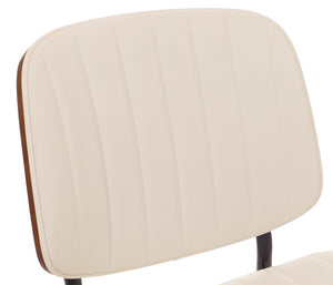 2er-Set Esszimmerstühle Bugholz Kunstleder Walnuss-Optik weiss
