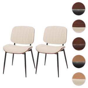 2er-Set Esszimmerstühle Bugholz Kunstleder Walnuss-Optik weiss