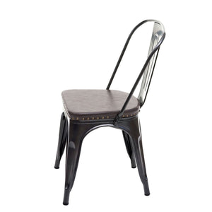 2er-Set Esszimmerstühle Chesterfield Kunstleder Metall schwarz-braun