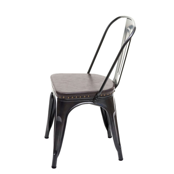 2er-Set Esszimmerstühle Chesterfield Kunstleder Metall schwarz-braun