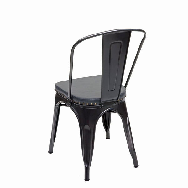 2er-Set Esszimmerstühle Chesterfield Kunstleder Metall schwarz-grau