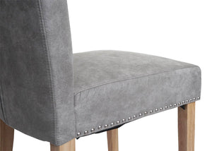 2er-Set Esszimmerstühle Chesterfield Stoff helle Beine hellgrau