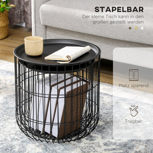 2er-Set Couchtisch Kaffeetisch Skandidesign Schwarz