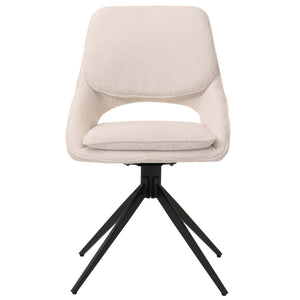 2er-Set drehbare Esszimmerstühle Boucle Stoff Öko-Tex creme