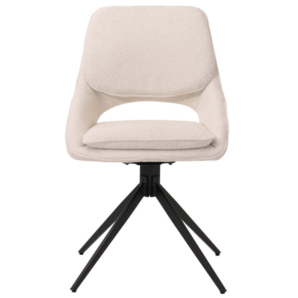 2er-Set drehbare Esszimmerstühle Boucle Stoff Öko-Tex creme