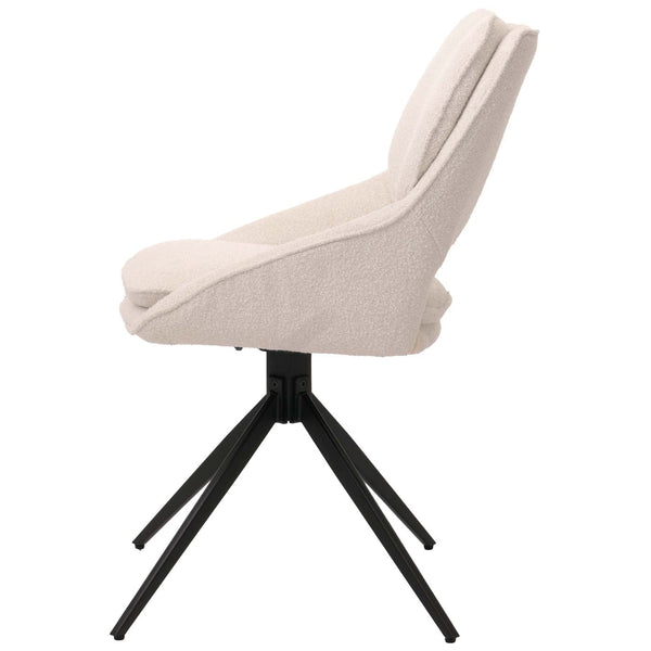 2er-Set drehbare Esszimmerstühle Boucle Stoff Öko-Tex creme