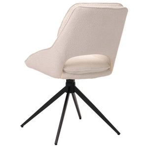 2er-Set drehbare Esszimmerstühle Boucle Stoff Öko-Tex creme