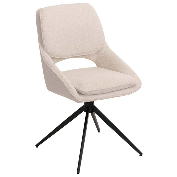 2er-Set drehbare Esszimmerstühle Boucle Stoff Öko-Tex creme