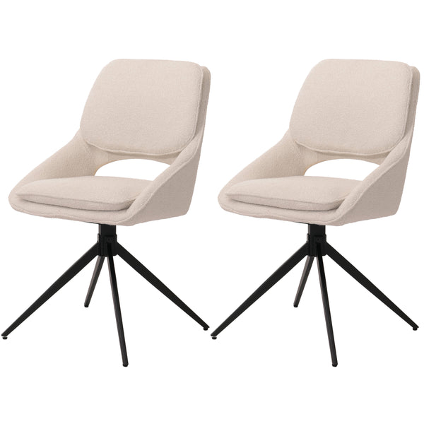 2er-Set drehbare Esszimmerstühle Boucle Stoff Öko-Tex creme