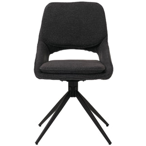 2er-Set drehbare Esszimmerstühle Boucle Stoff dunkelgrau