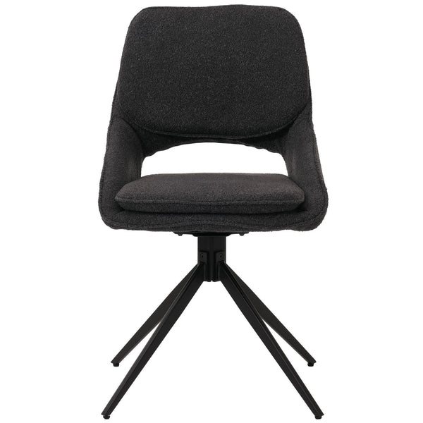 2er-Set drehbare Esszimmerstühle Boucle Stoff dunkelgrau