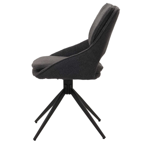 2er-Set drehbare Esszimmerstühle Boucle Stoff dunkelgrau