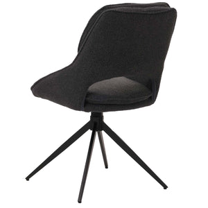 2er-Set drehbare Esszimmerstühle Boucle Stoff dunkelgrau