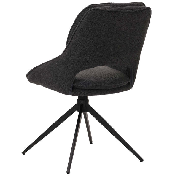 2er-Set drehbare Esszimmerstühle Boucle Stoff dunkelgrau
