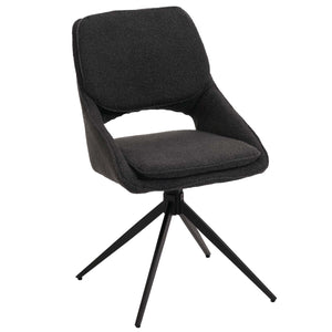 2er-Set drehbare Esszimmerstühle Boucle Stoff dunkelgrau