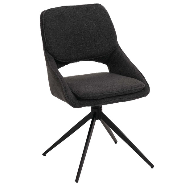 2er-Set drehbare Esszimmerstühle Boucle Stoff dunkelgrau