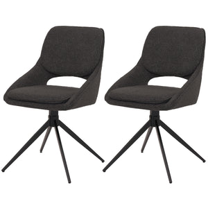 2er-Set drehbare Esszimmerstühle Boucle Stoff dunkelgrau