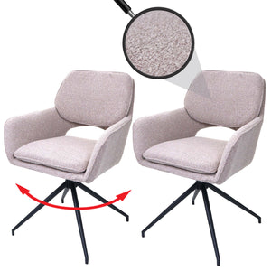 2er-Set Esszimmerstühle drehbar Bouclé Öko-Tex beige