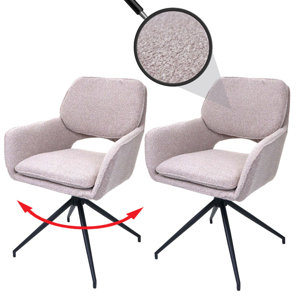 2er-Set Esszimmerstühle drehbar Bouclé Öko-Tex beige