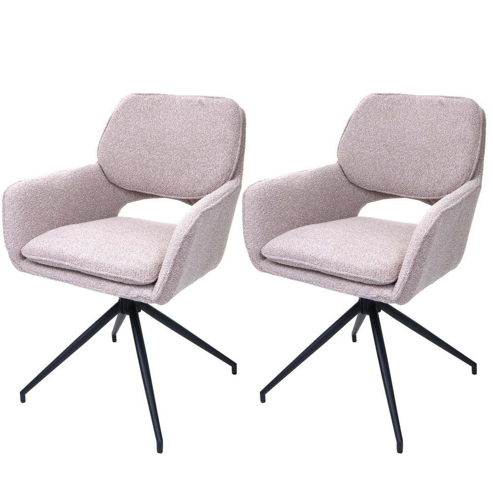 2er-Set Esszimmerstühle drehbar Bouclé Öko-Tex beige