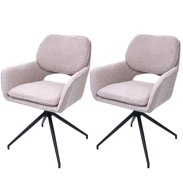 2er-Set Esszimmerstühle drehbar Bouclé Öko-Tex beige