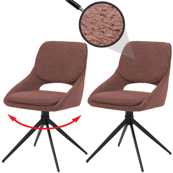 2er-Set drehbare Esszimmerstühle Bouclé Öko-Tex braun