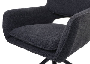 2er-Set Esszimmerstühle drehbar Bouclé Öko-Tex dunkelgrau