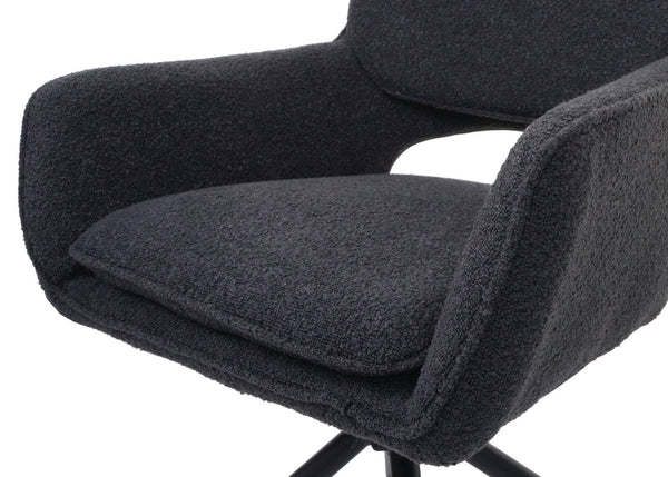 2er-Set Esszimmerstühle drehbar Bouclé Öko-Tex dunkelgrau
