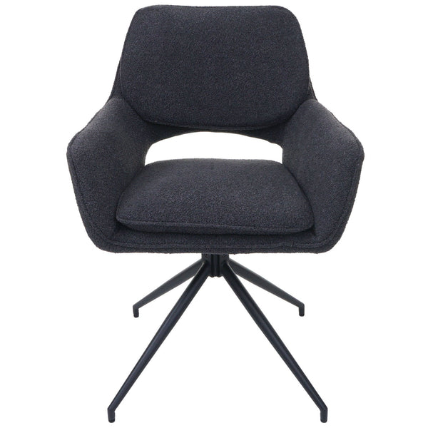 2er-Set Esszimmerstühle drehbar Bouclé Öko-Tex dunkelgrau