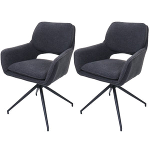 2er-Set Esszimmerstühle drehbar Bouclé Öko-Tex dunkelgrau