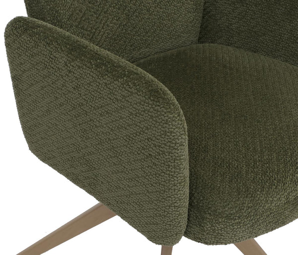 2er-Set drehbare Esszimmerstühle Bouclé Öko-Tex Holz-Optik grün