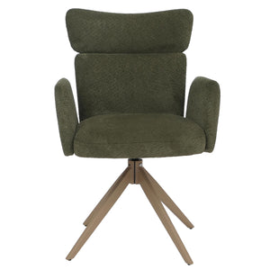 2er-Set drehbare Esszimmerstühle Bouclé Öko-Tex Holz-Optik grün