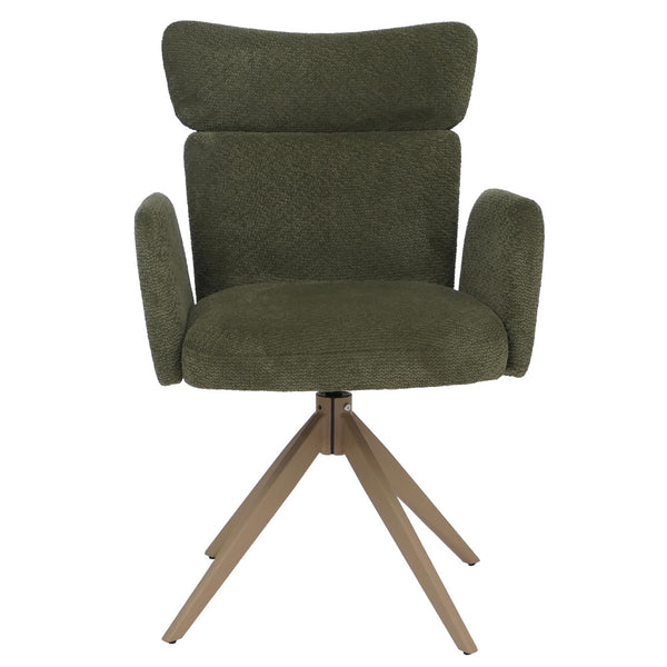 2er-Set drehbare Esszimmerstühle Bouclé Öko-Tex Holz-Optik grün