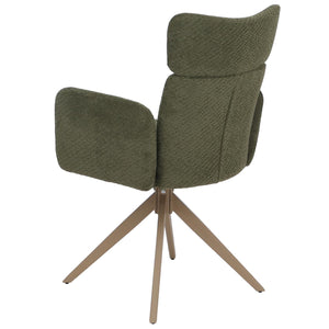 2er-Set drehbare Esszimmerstühle Bouclé Öko-Tex Holz-Optik grün