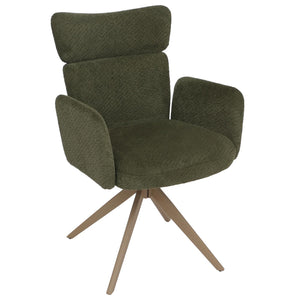 2er-Set drehbare Esszimmerstühle Bouclé Öko-Tex Holz-Optik grün